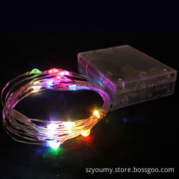 LED-battery copper wire string lights 5m 50 Leds Christmas holiday wedding decoration RGB color